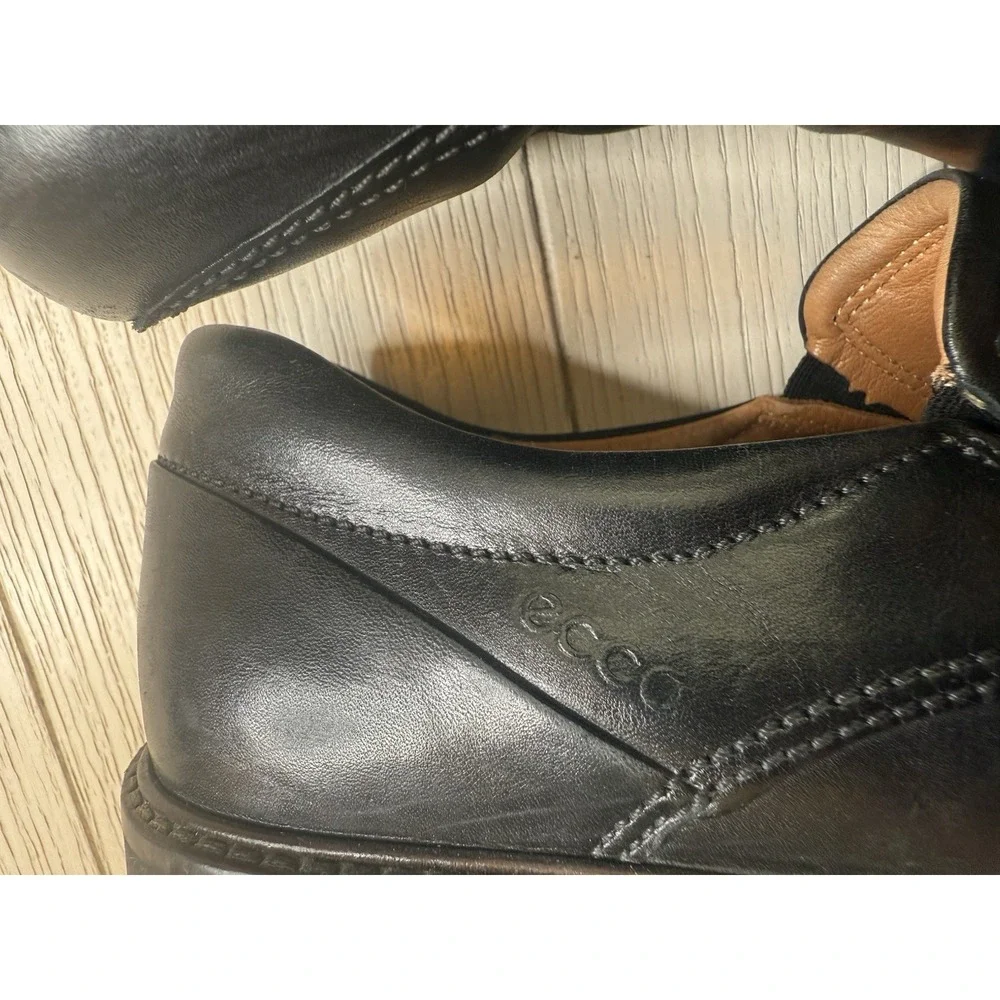 Ecco Shock Point‎ Men's Black Leather Slip On Loafer Shoes Size 8